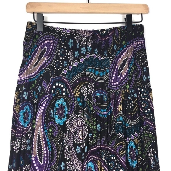 NYC DESIGN CO Skirt Maxi Paisley Peasant Glitter Whimsigoth Accordion Medium - Picture 3 of 8